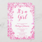 Roze bellen Baby shower uitnodiging (Voorkant / Achterkant)