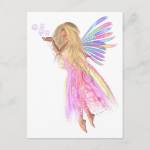 Roze belletjes fairy briefkaart