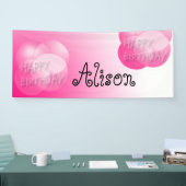 Roze belletjes Happy Birthday banner (Beurs)