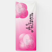 Roze belletjes Happy Birthday banner (Verticaal)