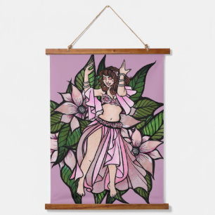 Roze Belly Dancer Shimmy Hangend Wandkleed