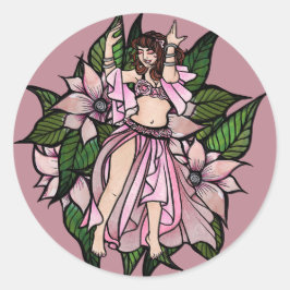 Roze Belly Dancer Shimmy Ronde Sticker