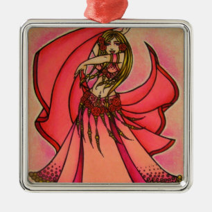 Roze Belly danser Metalen Ornament
