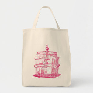 roze berdcage shopping tas