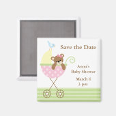 Roze Beren Baby shower Bewaar de datum Magneet (Voorkant / Achterkant)