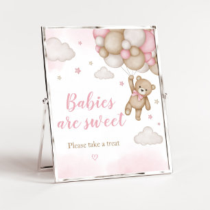 Roze Beren ballon Baby shower Baby's zijn zoet Poster