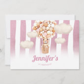 Roze Beren ballonnen eerste uitnodiging voor meisj (Achterkant)