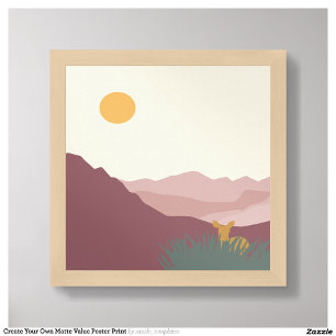Roze bergen boho landschap perfect poster