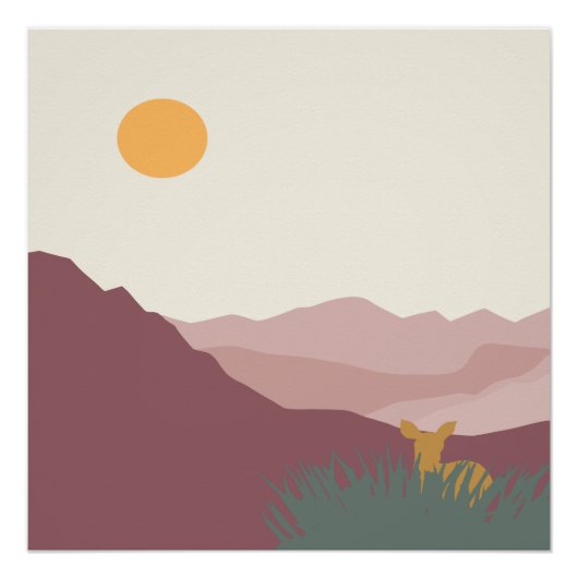 Roze bergen boho landschap perfect poster (Voorkant)