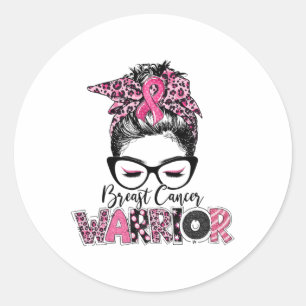 Roze bericht over borstkankerbewustwording met een ronde sticker