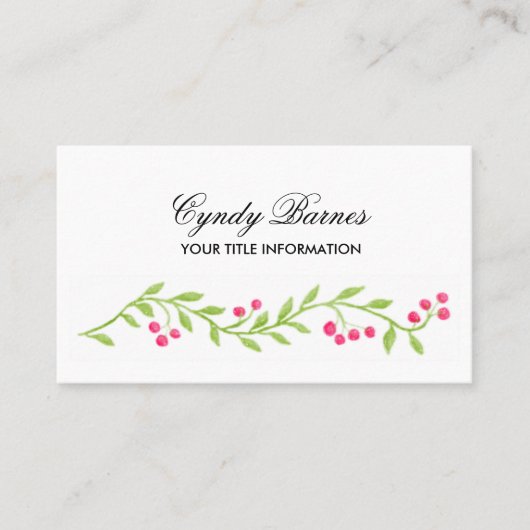 Roze Berry Vine Visitekaartje (Voorkant)