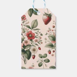 Roze Bes Zoete Aardbei Patronen Overal Cadeaulabel