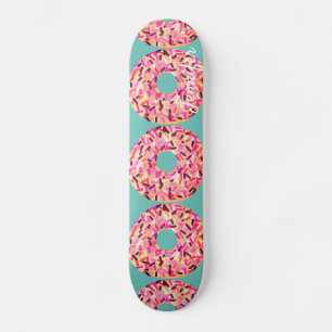 Roze besproeide Donuts Girly Blauwgroen Gepersonal Skateboard