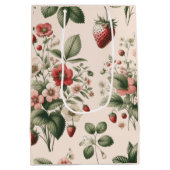 Roze bessen zoet over aardbeienpatroon medium cadeauzakje (Achterkant)