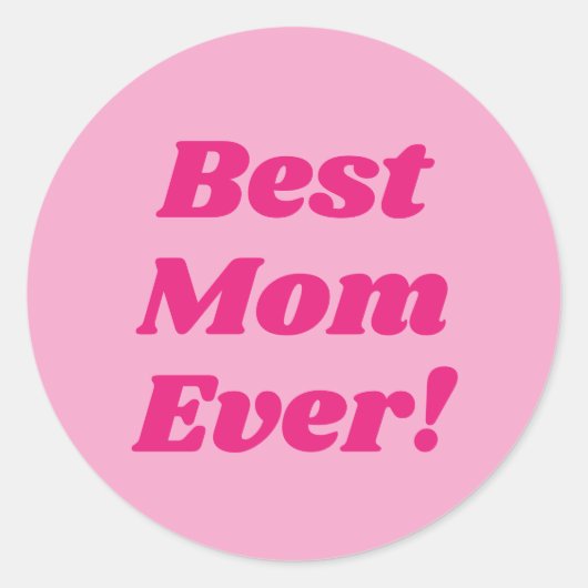 Roze beste mama ooit ronde sticker (Voorkant)