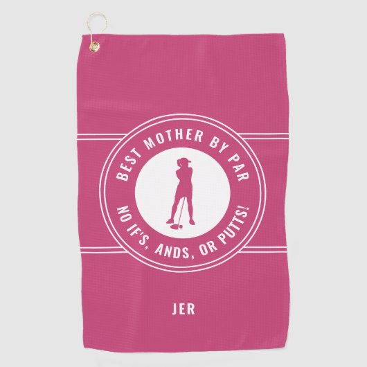 Roze beste moeder van Par Funny Putts Dames Golfer Golfhanddoek (Voorkant)