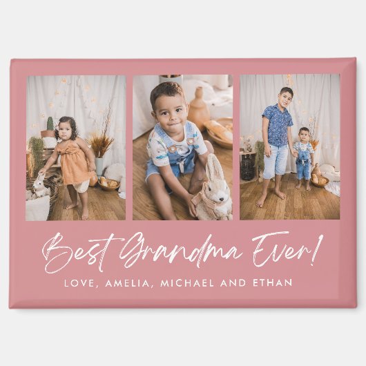 Roze Beste Oma Ooit Drie Fotomagneten Magneet (Voorkant)
