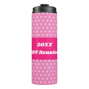 Roze Beste Vriend Reünie Bright Polka Dots Girly Thermosbeker