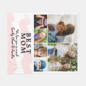 Roze beste Waterverf 6 Foto Collage Fleece Deken (Voorkant (Horizontaal))