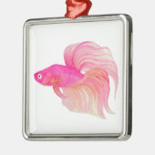 Roze Betta Fish Waterverf Metalen Ornament (Links)