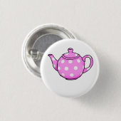 Roze Betty Teapot Square Sticker Ronde Button 3,2 Cm (Voorkant /achterkant)