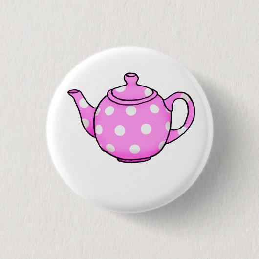 Roze Betty Teapot Square Sticker Ronde Button 3,2 Cm (Voorkant)