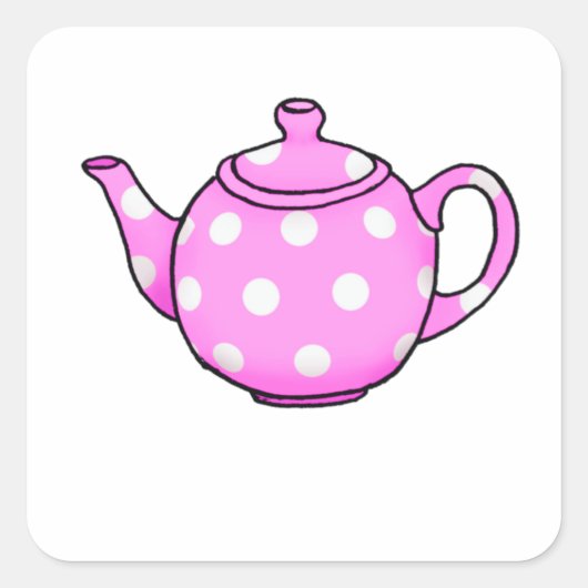 Roze Betty Teapot Vierkante Sticker (Voorkant)