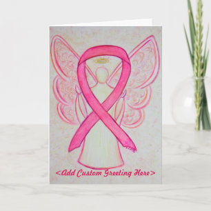 Roze Bewustmaking Ribbon Angel - Aangepast Wenskaa Kaart