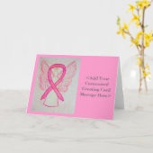 Roze bewustmaking Ribbon Angel - Aangepaste kaarte Kaart (Gele Bloem)