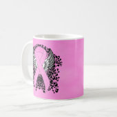 Roze Bewustmakingslint aan met Wings Koffiemok (Voorkant links)