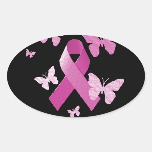 Roze bewustmakingslint ovale sticker (Voorkant)