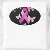 Roze bewustmakingslint ovale sticker (Tas)
