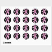 Roze bewustmakingslint ronde sticker (Vel)