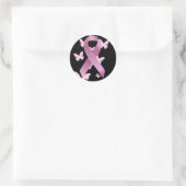 Roze bewustmakingslint ronde sticker (Tas)