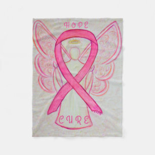 Roze bewustzijn Ribbon Angel Cancer Chemo Blanket Fleece Deken