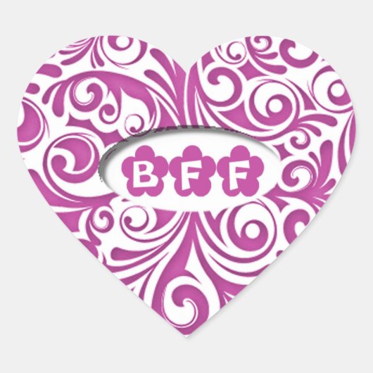 Roze BFF-hartstickers Hart Sticker (Voorkant)