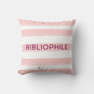 Roze bibliophile boekenworp kussen