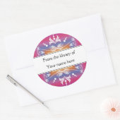 Roze Bibliotheek Boekplaat Ronde Sticker (Envelop)