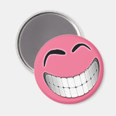 Roze Big Grin Gezicht Magneet (Voorkant / Achterkant)