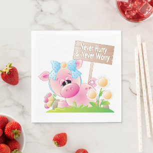 Roze Biggen Nursery Nooit Haasten Nooit Zorgen Servet