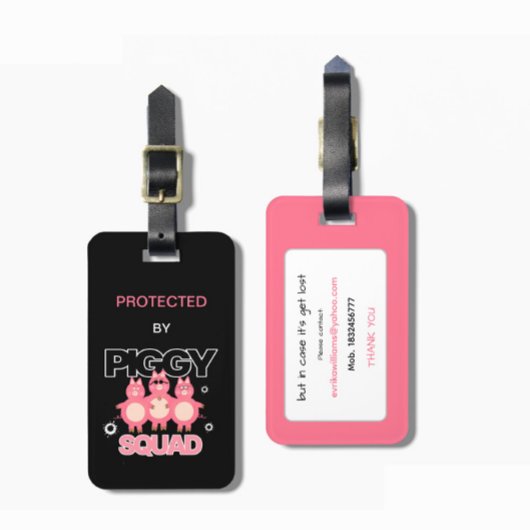 Roze biggetjes squad bagagelabel
