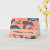 Roze Bij Bloem Klassieke Hokusai Kunst Kaart (Gele Bloem)