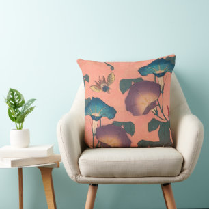 Roze Bij Bloem Klassieke Hokusai Kunst Kussen