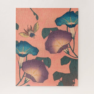 Roze Bij Bloem Klassieke Hokusai Kunst Legpuzzel