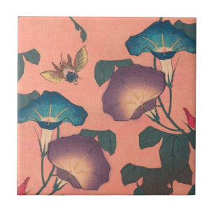 Roze Bij Bloem Klassieke Hokusai Kunst Tegeltje