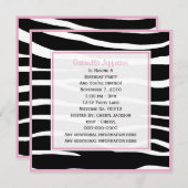 Roze bijgesneden: Uitnodiging van zebra (Voorkant / Achterkant)