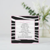 Roze bijgesneden: Uitnodiging van zebra (Staand voorkant)