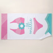 Roze bikini badpak gepersonaliseerde strandlaken (Voorkant)