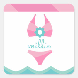 Roze Bikini Swimsuit gepersonaliseerde Sticker