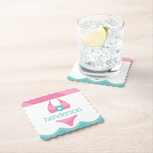 Roze bikini-zwempak - Aangepaste Onderzetters papi (Insitu)